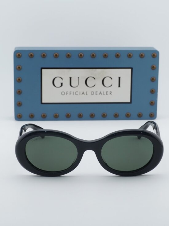 Gucci GG1587SA 001 Oval Sunglasses - Black / Grey main image 6